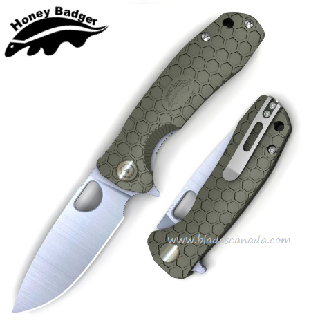 Honey Badger Med Flipper Folding Knife, FRN Green, HB1013